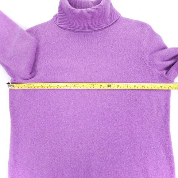 TALBOTS 100% Cashmere Classic Turtleneck Sweater Minimal Ribbed Lilac Purple - Picture 3 of 6